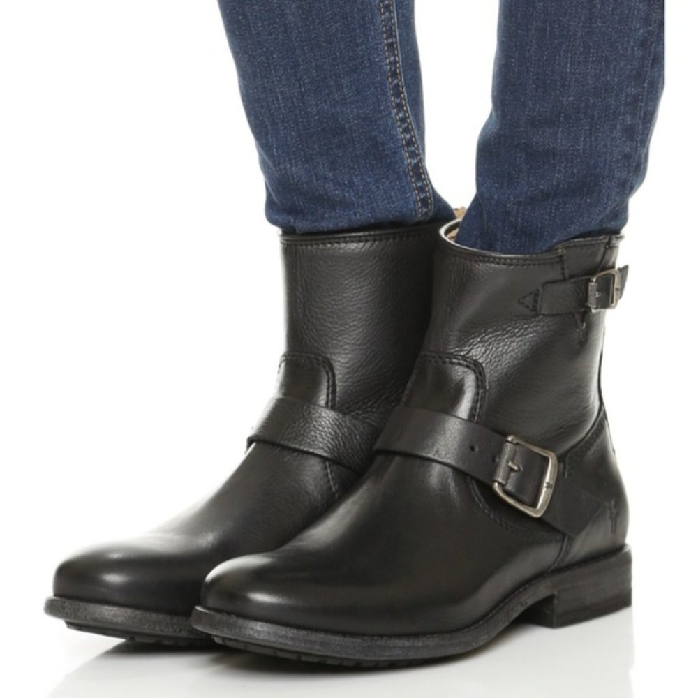 Frye Black Leather Ankle Boots